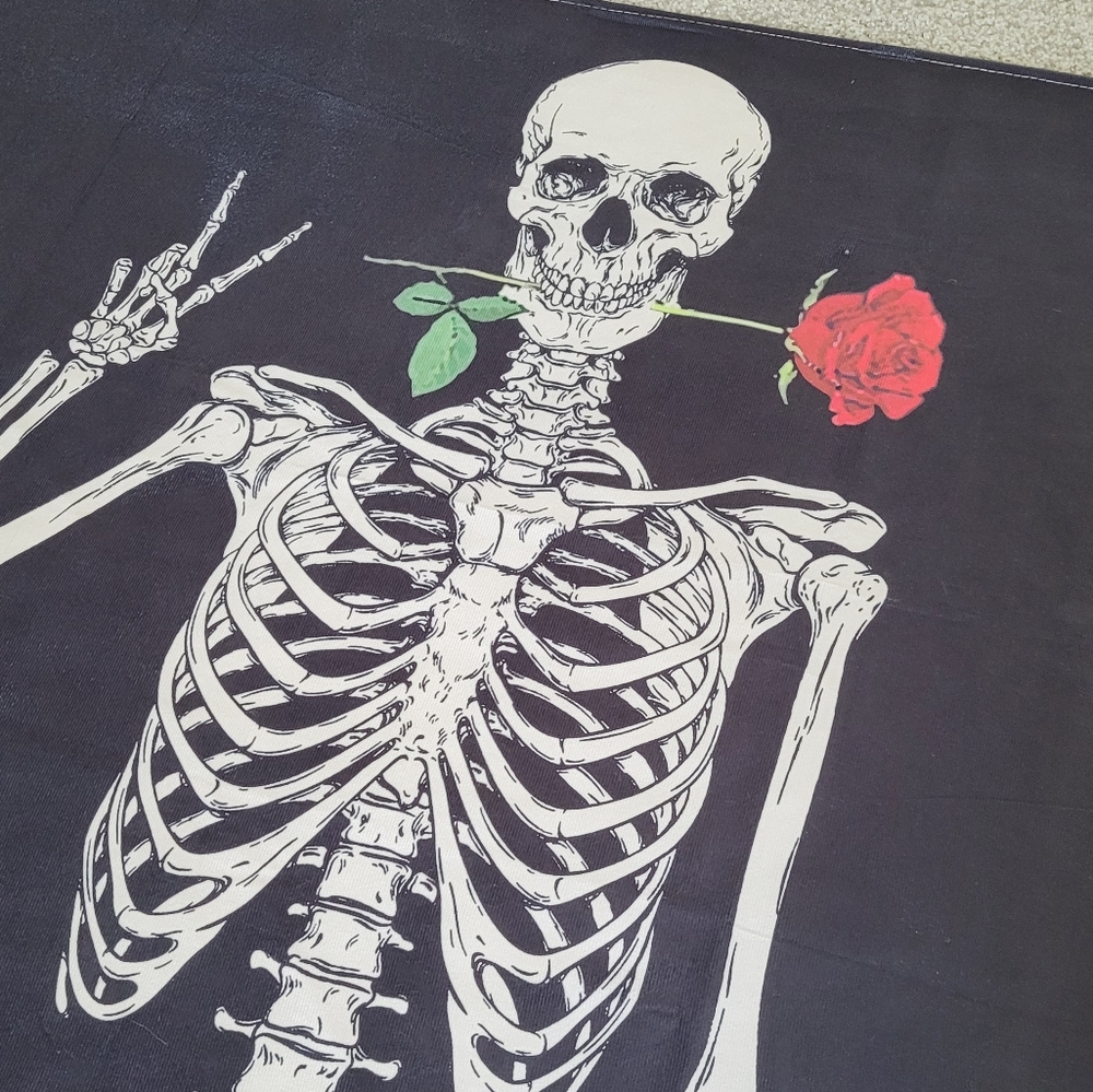 Skeleton + Rose Tapestry | 29 inch × 37 inch - Picture 4 of 5